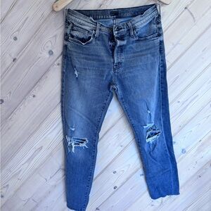 MOTHER Skinny Distressed Blue Jeans